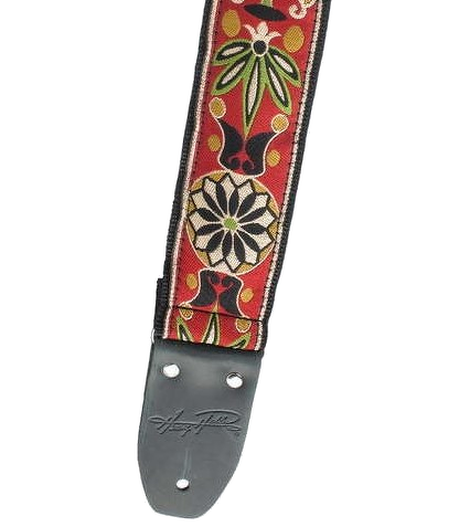 Henry Heller 2\" Tri-Glide Woven Jacquard Guitar Strap - Red Green Gold 3
