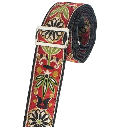 Henry Heller 2" Tri-Glide Woven Jacquard Guitar Strap - Red Green Gold