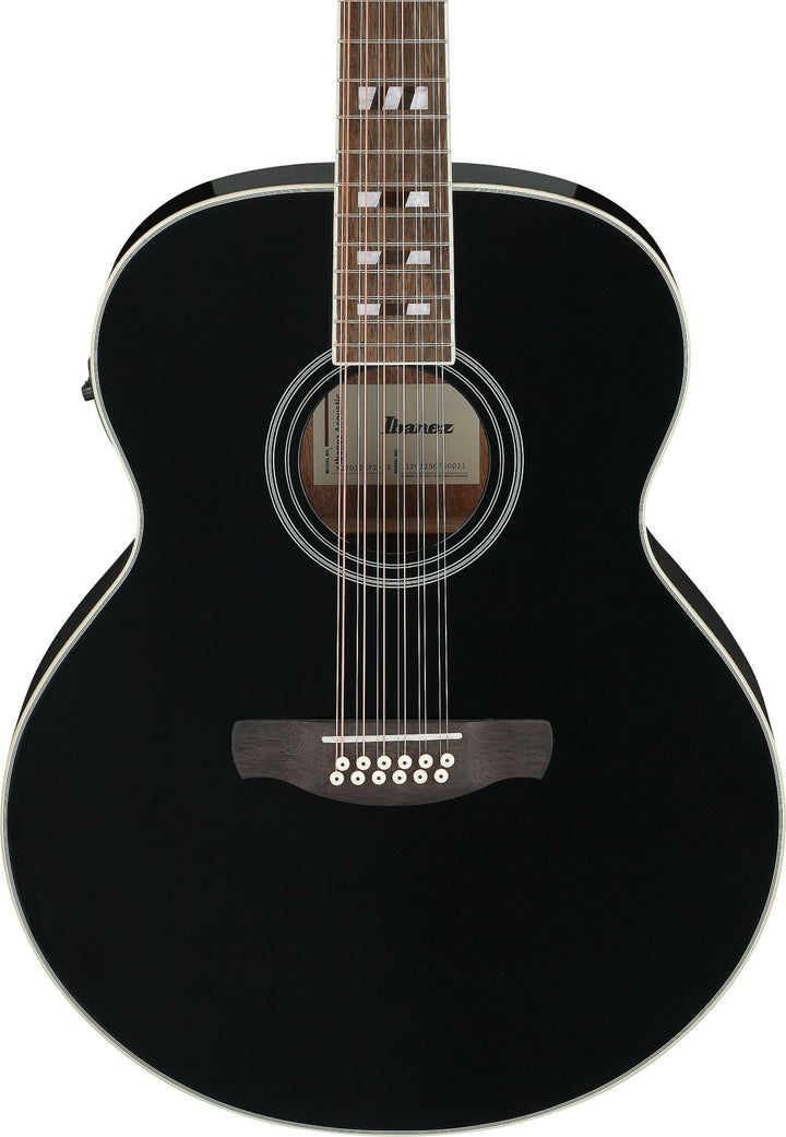 Ibanez AJ7012M1EBK 12-String Acoustic Electric Guitar - Black High Gloss