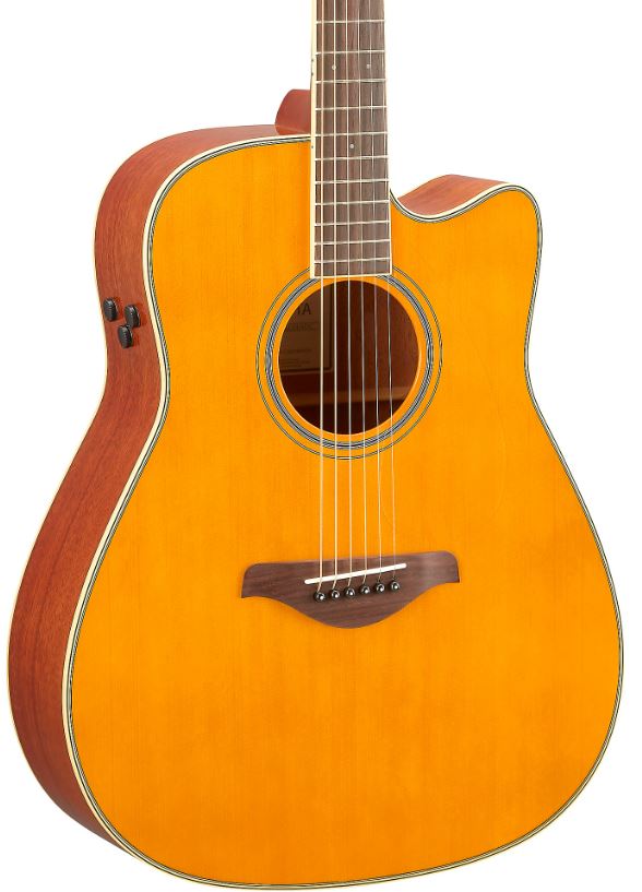 Yamaha FGC-TA TransAcoustic Dreadnought Acoustic-Electric Guitar - Vintage Tint 6
