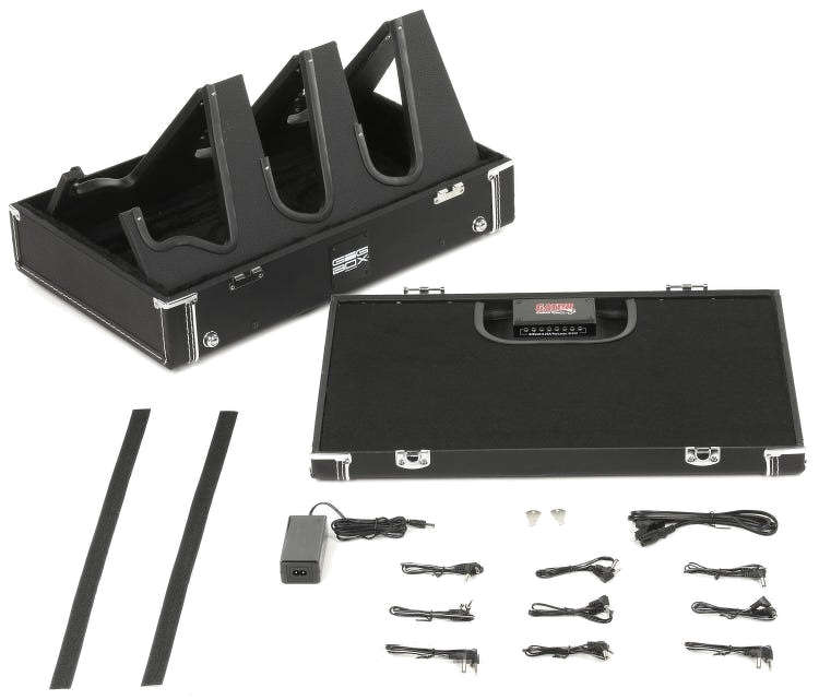 Gator Gig-Box Jr Pedal Board/Guitar Stand & Case - Black With Power Supply