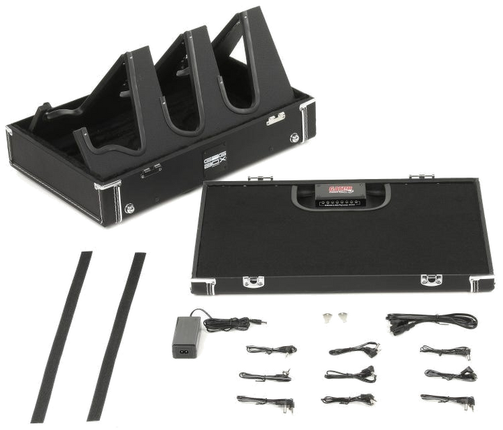 Gator Gig-Box Jr Pedal Board/Guitar Stand & Case - Black With Power Supply