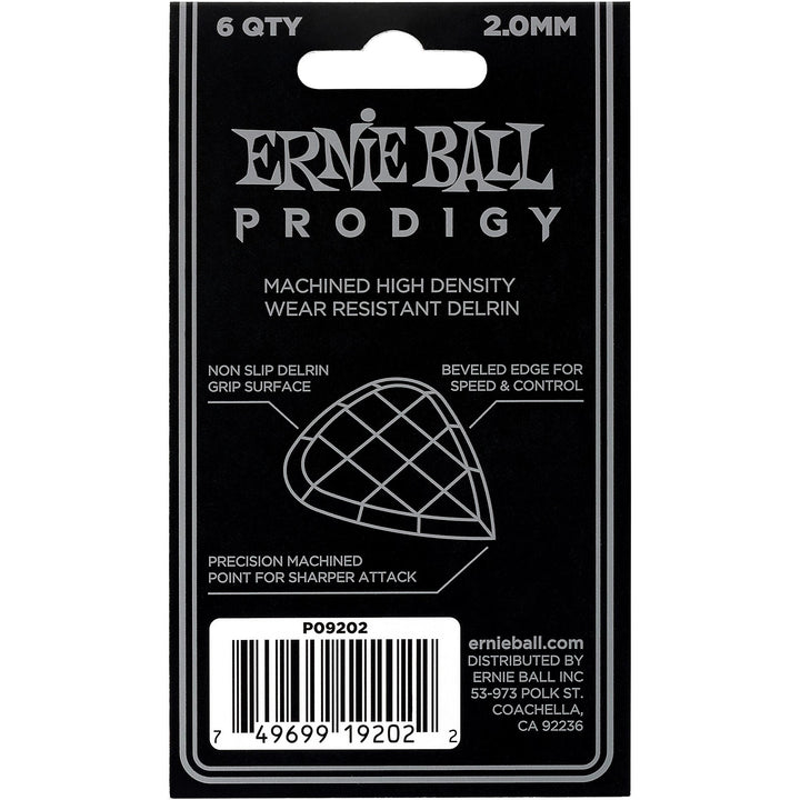 Ernie Ball Prodigy 2.0mm Picks (White) - 6 Pack 3