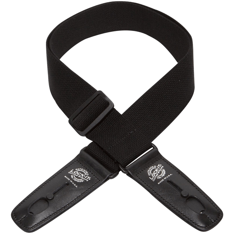 Lock-It Straps 2" Cotton Guitar Strap - Black