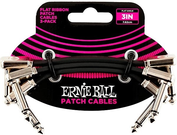 Ernie Ball Flex Patch Cable 3in - Black (3 Pack)