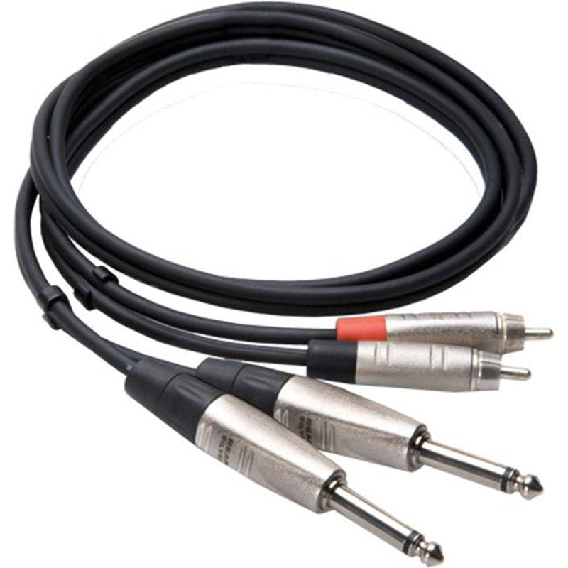 Hosa Pro HPR010X2 Stereo Dual REAN 1/4" TS to RCA Cable 10 ft