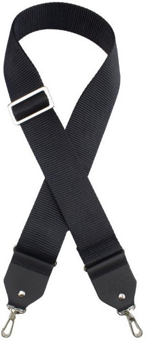 Henry Heller 2\" Thick Pro Grade Banjo Strap - Black With Metal Clasps