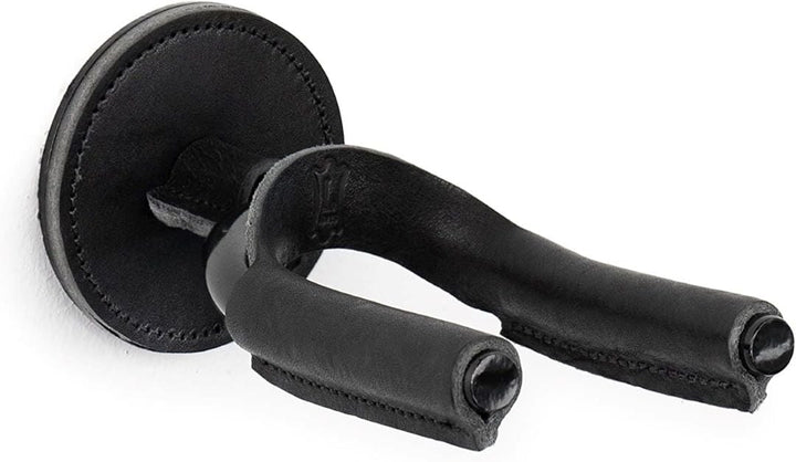 Levy LVY-FGHNGR-BKBK Forged Steel Guitar Hanger - Black Metal With Black Leather Wraps