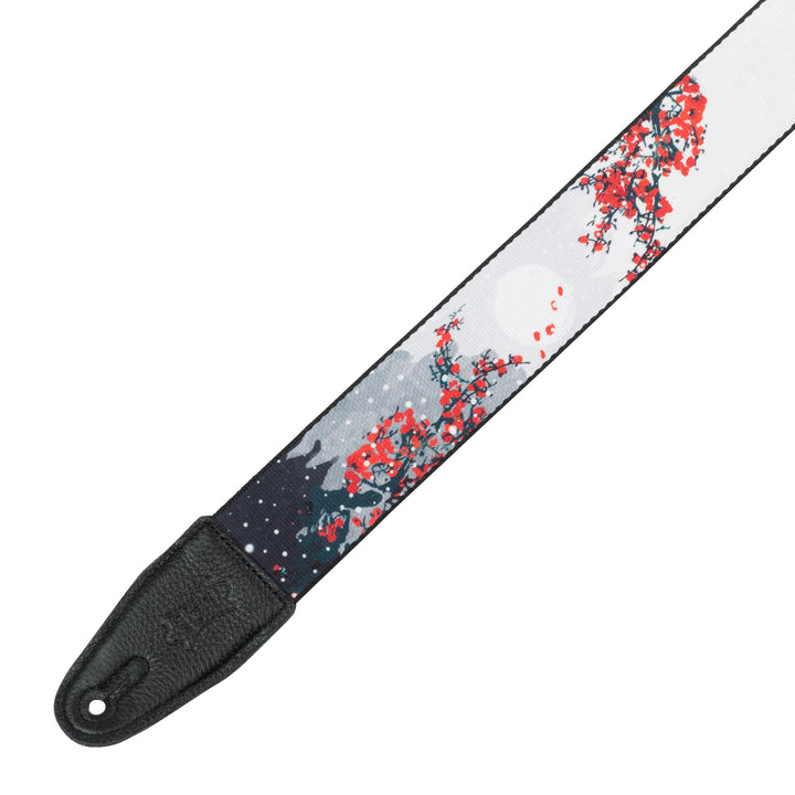 Levy MPD2-116 2-Inch Wide Polyester Guitar Strap (Cherry Blossoms & Snow)