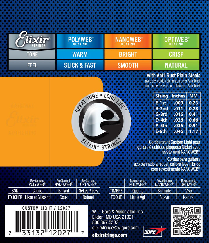 Elixir 12027 Nanoweb 9-46 Custom Light Electric Strings 2