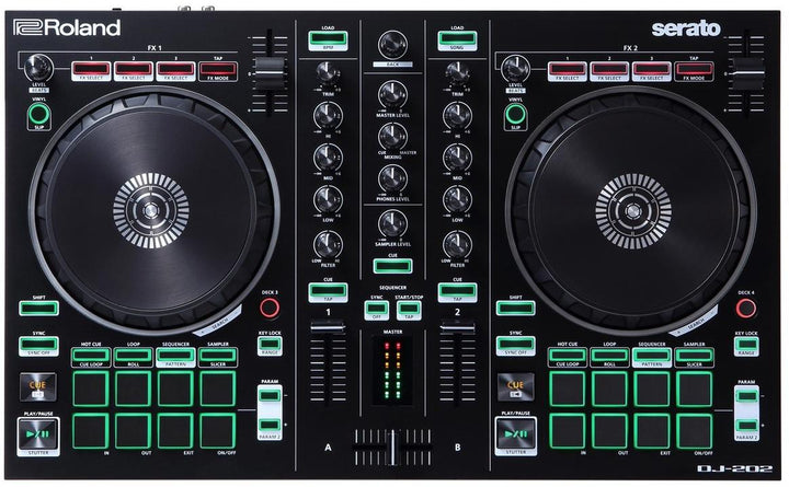 Roland DJ-202 4-deck Serato DJ Controller with Drum Machine