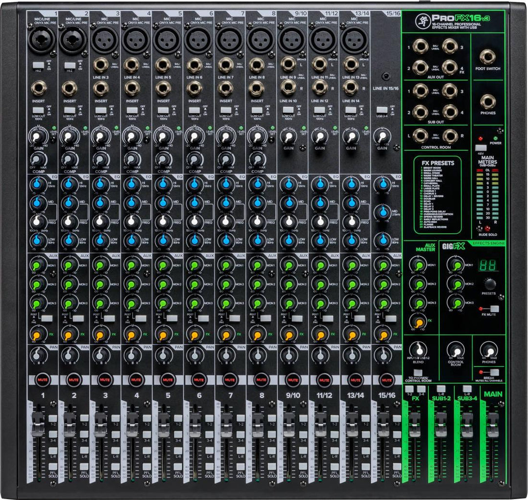 Mackie ProFX16v3 16 Channel 4-Bus Professional Effects Mixer with USB