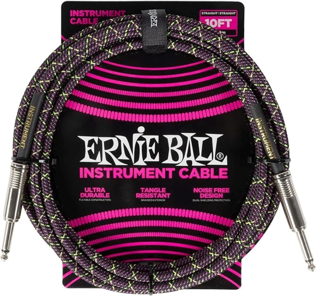 Ernie Ball 10ft Straight/Straight Braided Instrument Cable - Purple Python