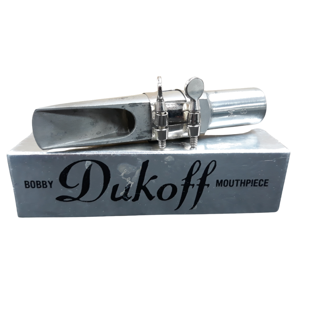 Used Bobby Dukoff Silverite Metal M8 Tenor Saxophone Mouthpiece - With Box & Ligature
