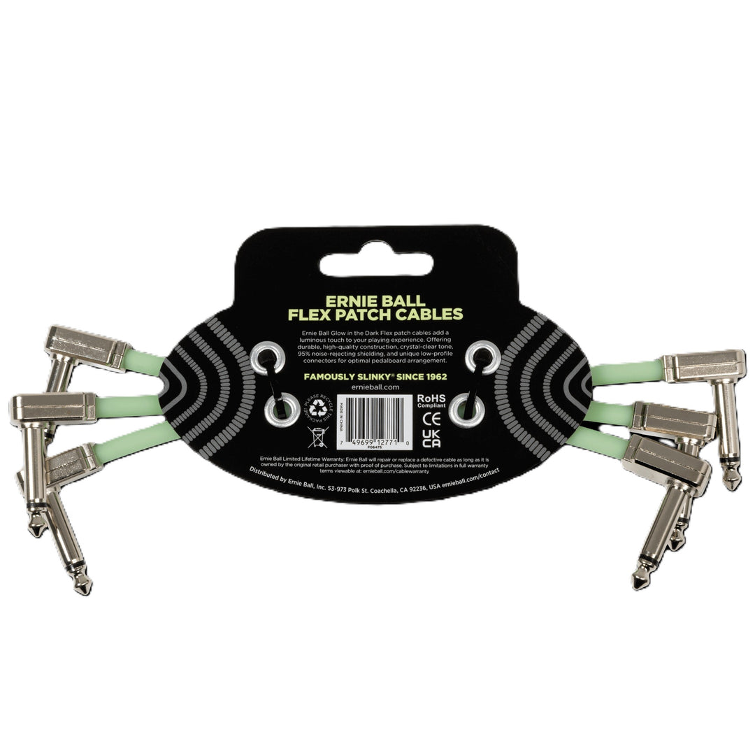 Ernie Ball 6\" Flex Patch Cable - Glow in Dark (3 Pack) 2