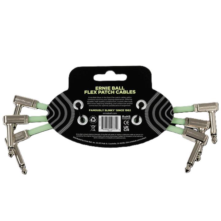 Ernie Ball 6\" Flex Patch Cable - Glow in Dark (3 Pack) 2