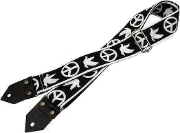 D'Andrea 2" Ace 6 Vintage Reissue Guitar Strap - Peace & Dove Black