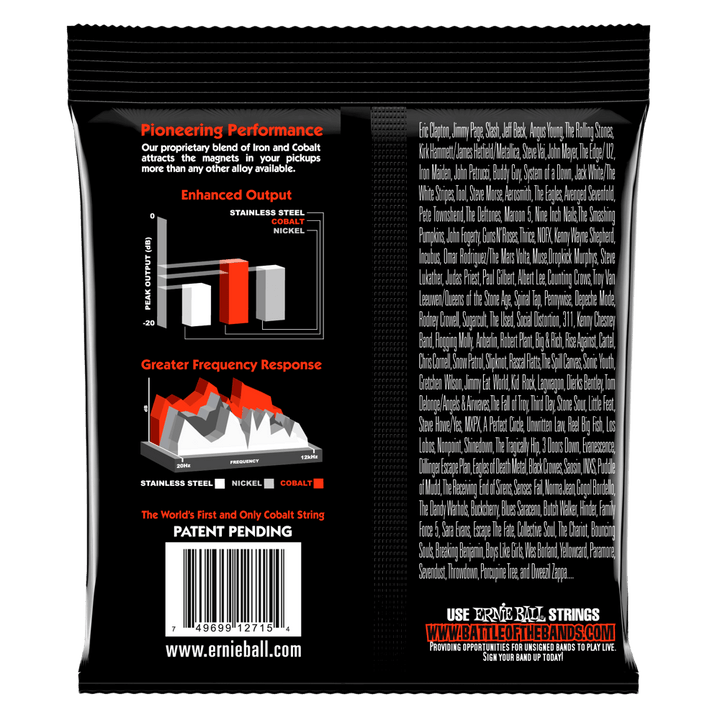 Ernie Ball 2715 Cobalt Skinny Top Heavy Bottom Slinky 10-52 Electric Guitar String Set 2