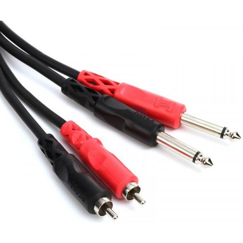 Hosa CPR202 RCA (Mono) - 1/4" (Male Mono) Dual Tip Cable 6.6'