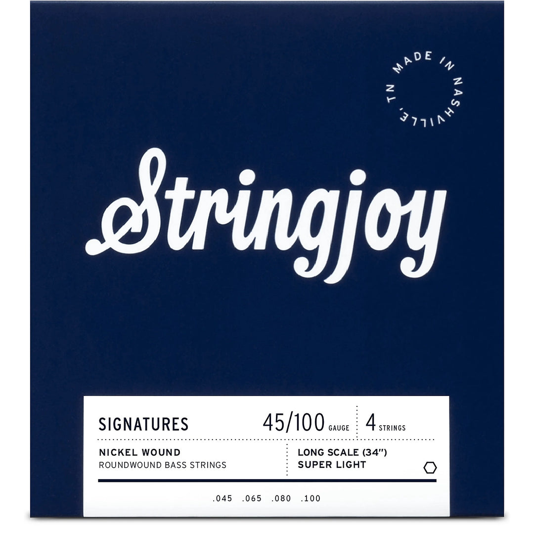 Stringjoy SJ-BA45100LS (45-100) 4 String Long Scale Nickel Wound Bass Strings - Super Light
