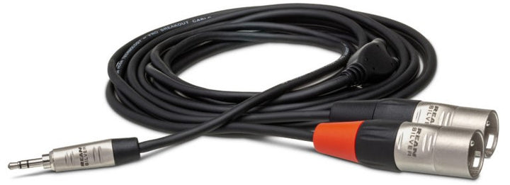 Hosa HMX-010Y Pro Stereo Breakout Cable - 3.5mm TRS Male to Dual XLR Male - 10'