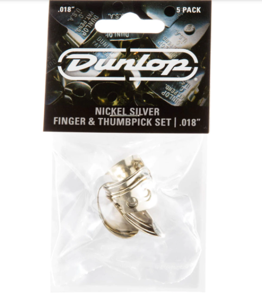 Dunlop 33P.18 Nickel Silver 4 Fingerpicks & 1 Thumbpick Pack