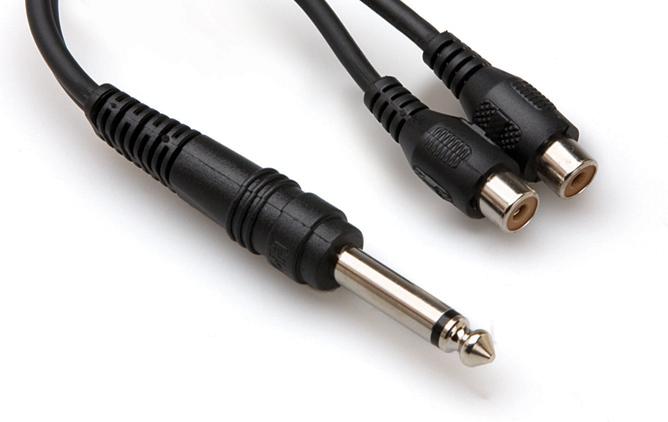 Hosa YPR103 1/4" (Male Mono) - (2) RCA (Female) Adapter