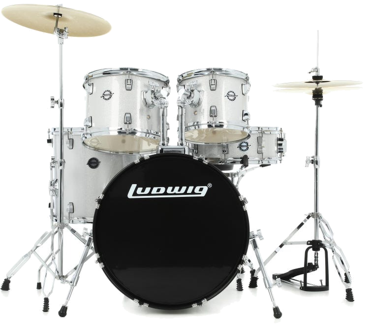 Ludwig LC19015 Accent Fuse 5-Piece Drum Kit (20\" Bass Drum) - Silver Sparkle 3