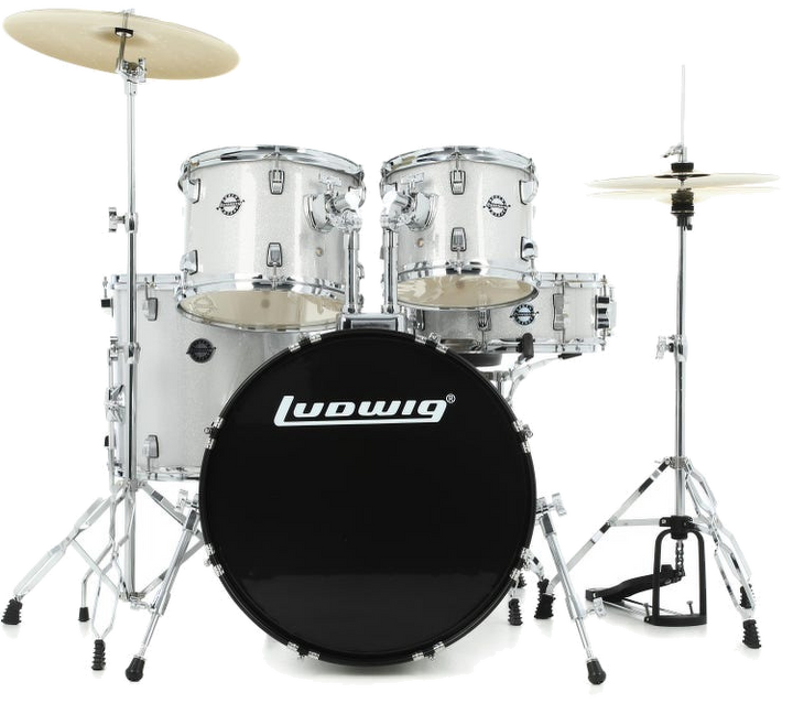 Ludwig LC19015 Accent Fuse 5-Piece Drum Kit (20\" Bass Drum) - Silver Sparkle 3