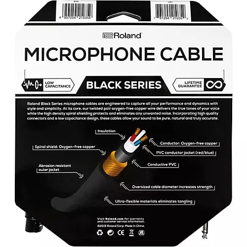 Roland RMC-B20-HIZ Black Series HIZ - 20 Foot Microphone Cable 2