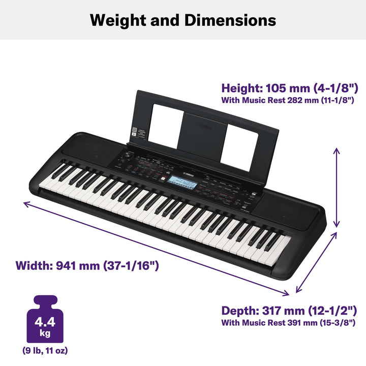 Yamaha PSRE383 61-Key Portable Keyboard - With AC Adapter 8