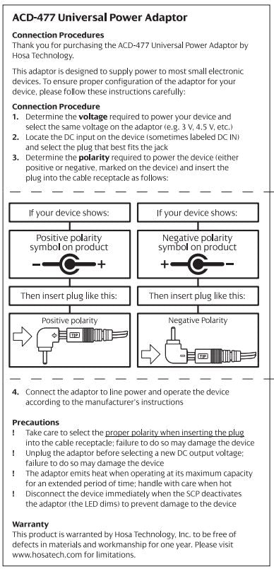 Hosa ACD-477 Universal Power Supply