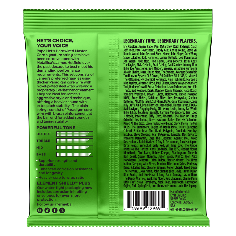 Ernie Ball 2201 Papa Het's Hardwired Master Cores Electric Guitar Strings - .011-.050 2
