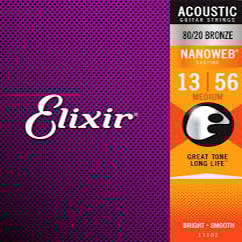 Elixir Acoustic 80/20 Bronze NANOWEB 6-String Set - Med.