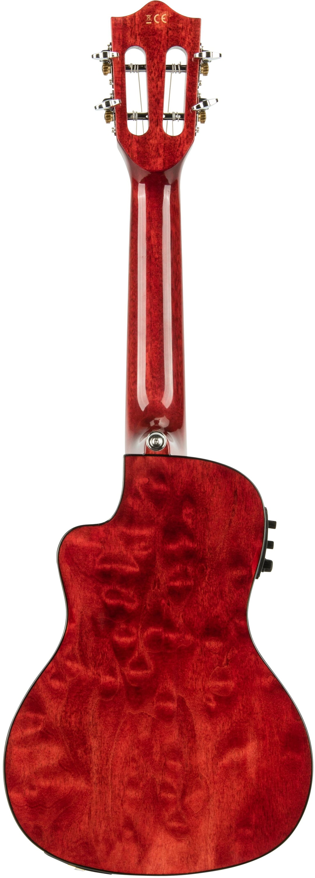Lanikai QM-RDCEC Quilt Maple Acoustic-Electric Concert Ukulele with Soft Case (Red Stain)