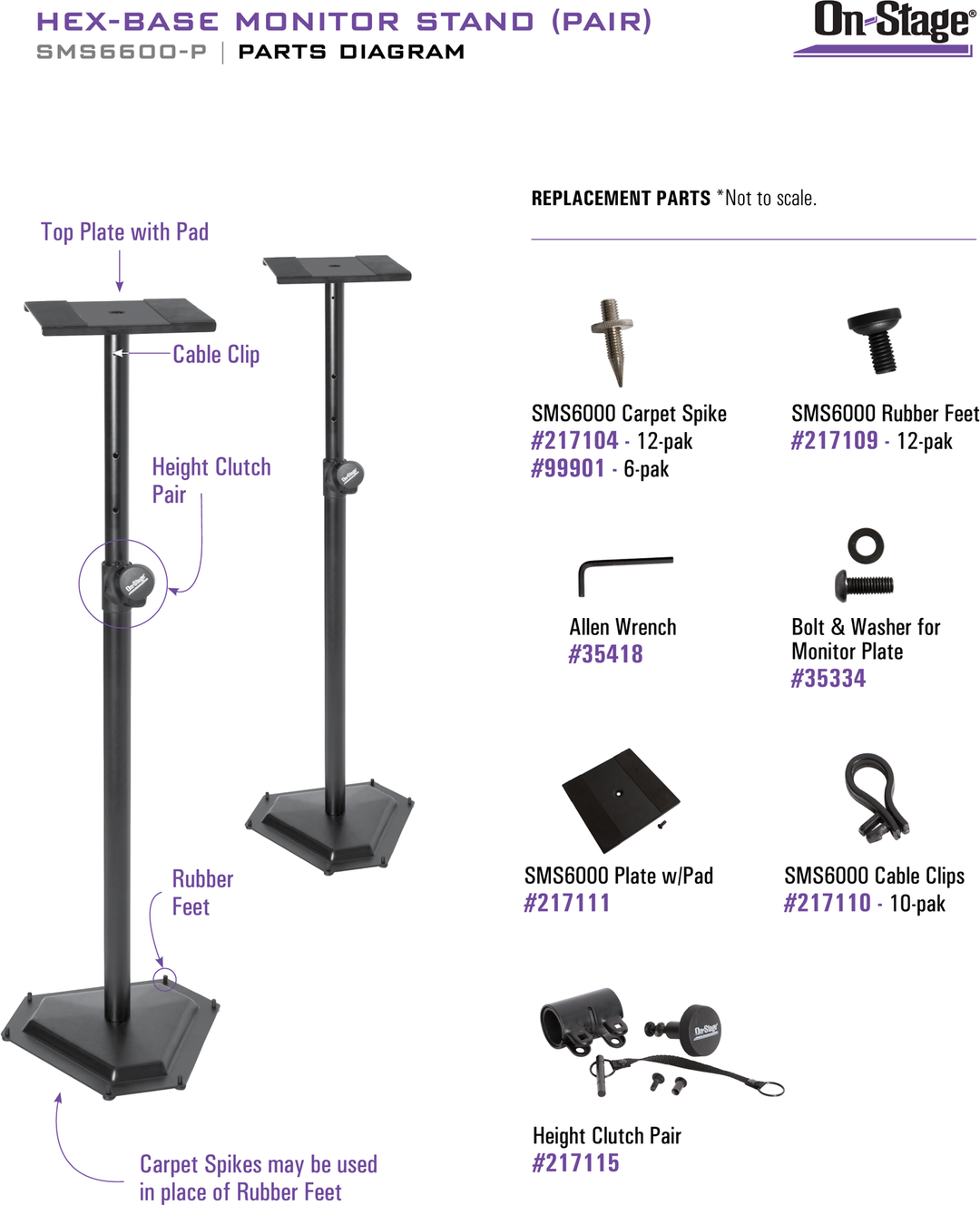 Onstage SMS6600-P Hex-Base Heavy Duty Monitor Stand (Pair) 2