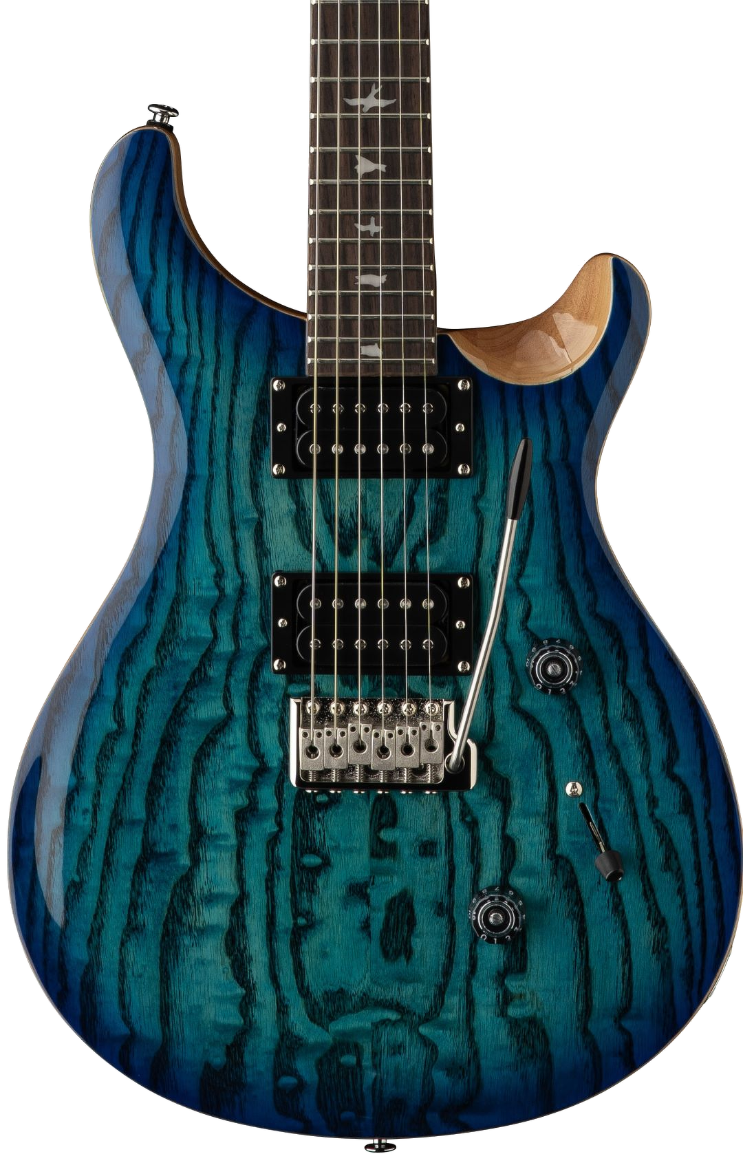 PRS 'Limited Edition' SE Custom 24 Burled Ash Electric Guitar - Lake Blue With Natural Back