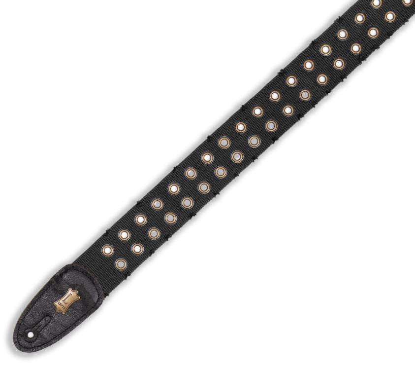Levys 2" Tear Wear Cotton Guitar Strap With Brass Eyelets & Tri-glide Adjustment (Black)
