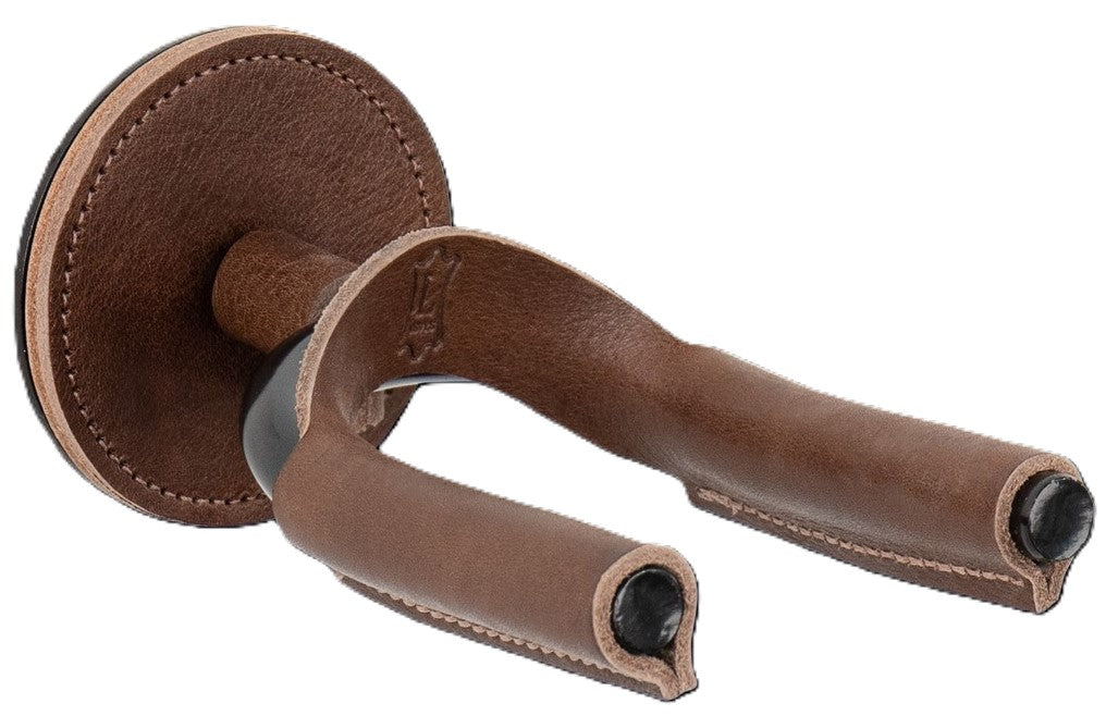 Levy LVY-FGHNGR-BKBN Forged Steel Guitar Hanger - Black Metal & Brown Leather Wraps