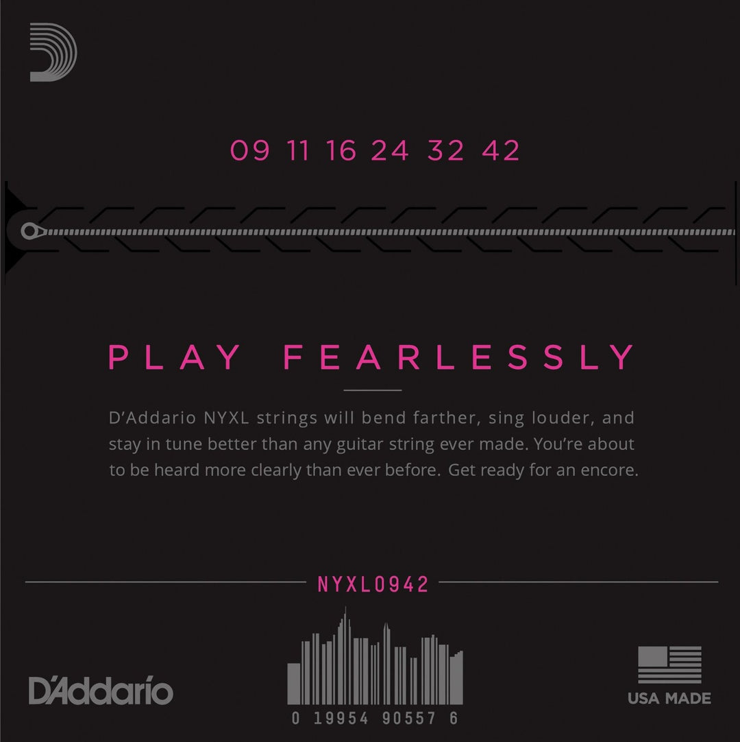 D'Addario NYXL Nickel Wound 9-42 Electric Guitar Strings - Super Light