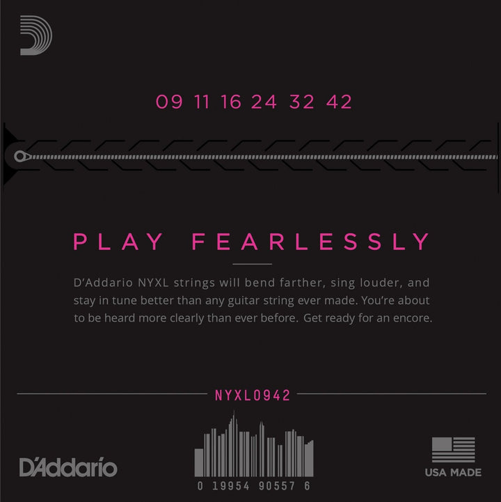 D'Addario NYXL Nickel Wound 9-42 Electric Guitar Strings - Super Light