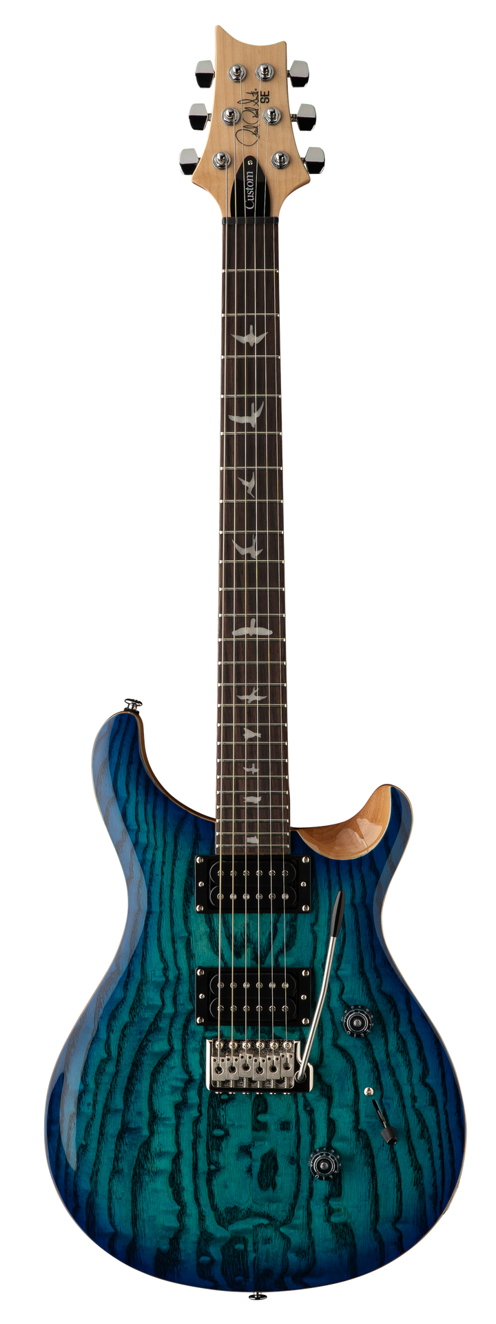 PRS 'Limited Edition' SE Custom 24 Burled Ash Electric Guitar - Lake Blue With Natural Back