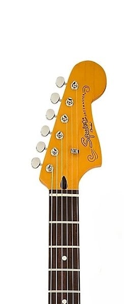 Squier J Mascis Signature Jazzmaster Electric Guitar- Vintage White With Gold Anodized Pickguard 3