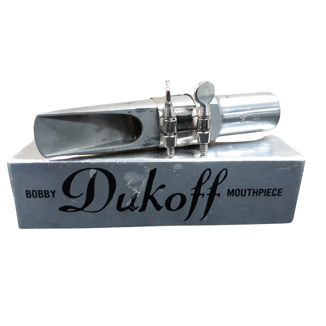 Used Bobby Dukoff Silverite Metal M8 Tenor Saxophone Mouthpiece - With Box & Ligature