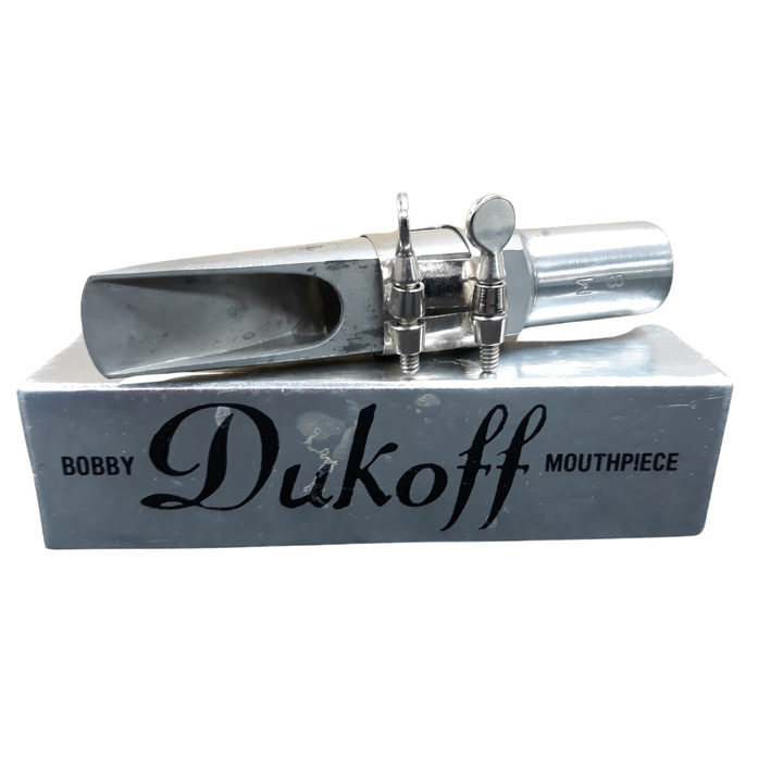 Used Bobby Dukoff Silverite Metal M8 Tenor Saxophone Mouthpiece - With Box & Ligature