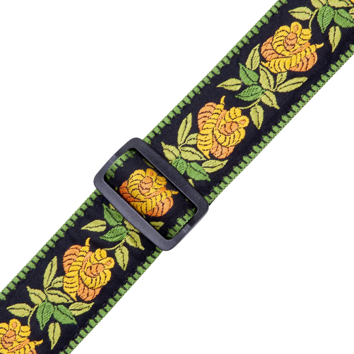 Levys MC8JQ-004 2\" Wide Woven Cotton Guitar Strap - Yellow Floral 2