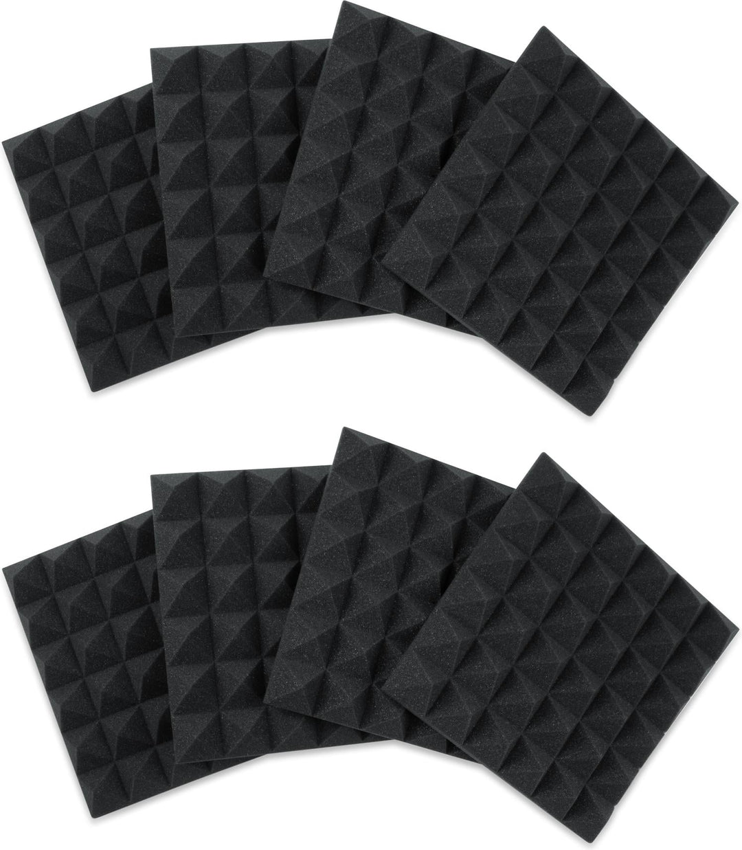 Gator Acoustic Foam Pyramid Panels 2\" 12x12 Charcoal 8-pack (GFW-ACPNL1212PCHA-8PK)