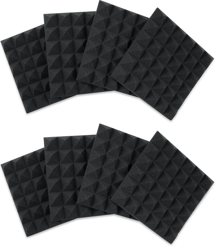 Gator Acoustic Foam Pyramid Panels 2\" 12x12 Charcoal 8-pack (GFW-ACPNL1212PCHA-8PK)