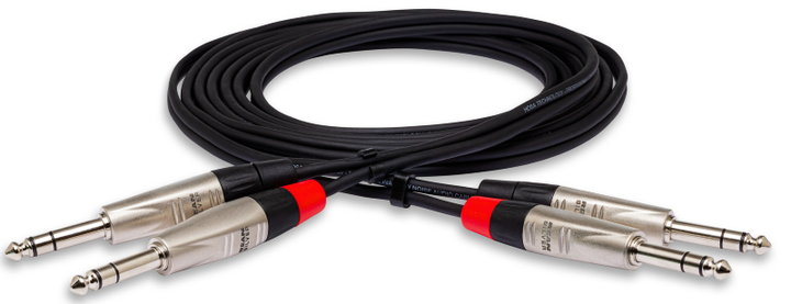 Hosa HSS-001.5X2 1.5' Pro Stereo Interconnect - Dual REAN 1/4\" TRS to Same