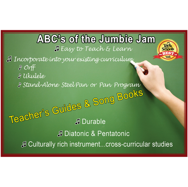 Jumbie Jam Steel Drum Educators 4-Pack - Metal Z-Floor Stands - Silver Pans (G) 3